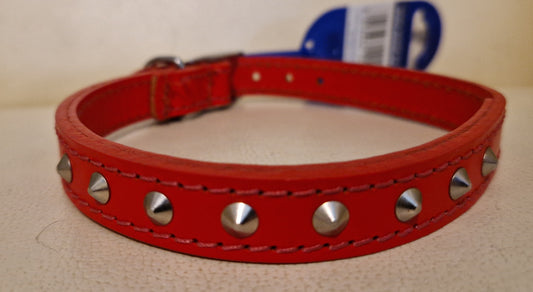 ANCOL RED LEATHER STUDDED COLLAR