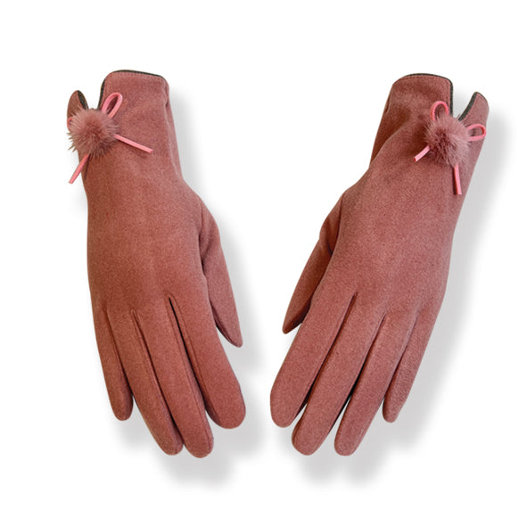 PLAIN LIGHT PINK GLOVES WITH POMPOM