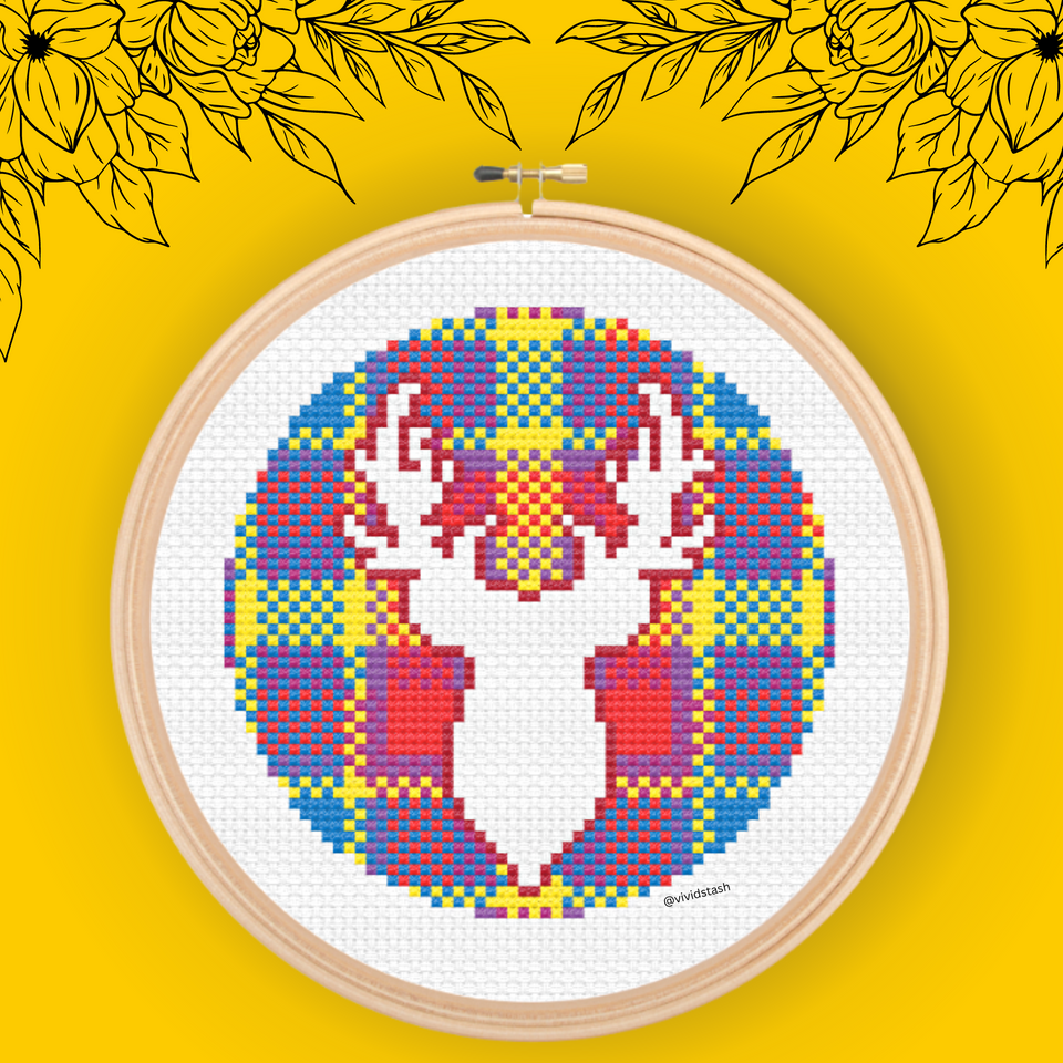 CROSS STITCH - ANDREW THE STAG ENCIRCLED