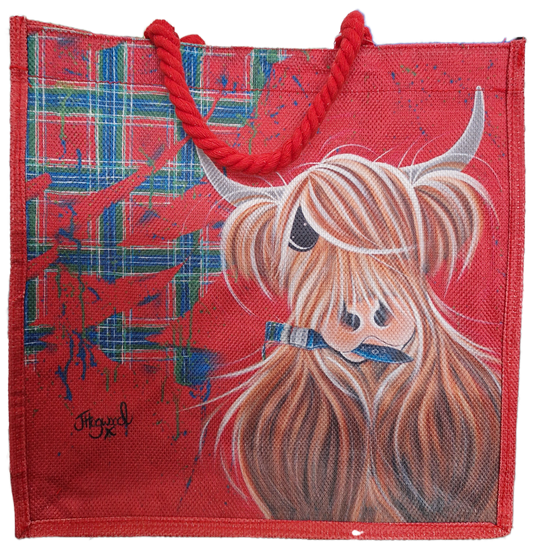 MCMOO TARTAN PAINT JUTE BAG